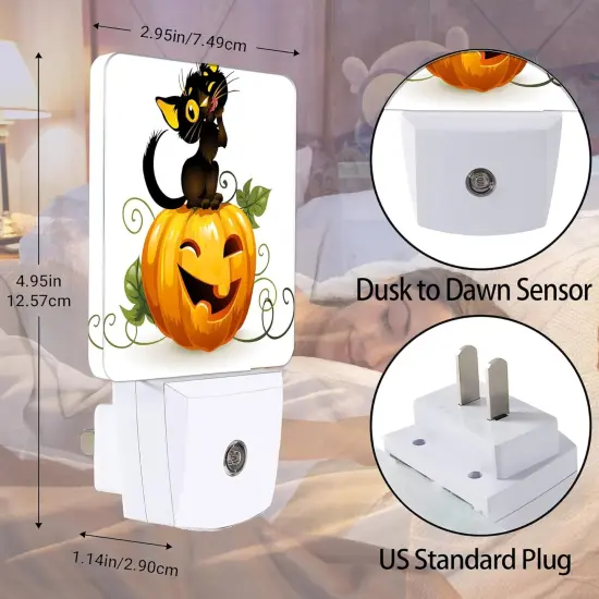 Cute Black Cat and Pumpkin Night Lights - Happy Halloween {2}