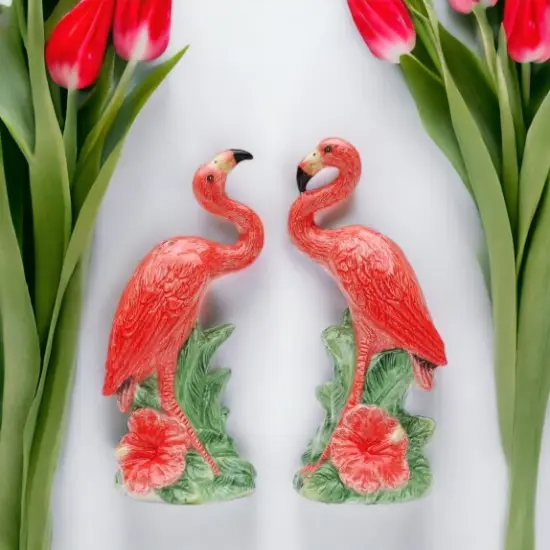 Ceramic Pink Flamingo Salt & Pepper Shaker Set, Home D&eacute;cor, Gift for Her, Gift for Mom, Kitchen D&eacute;cor, Birdwatcher Gift {2}
