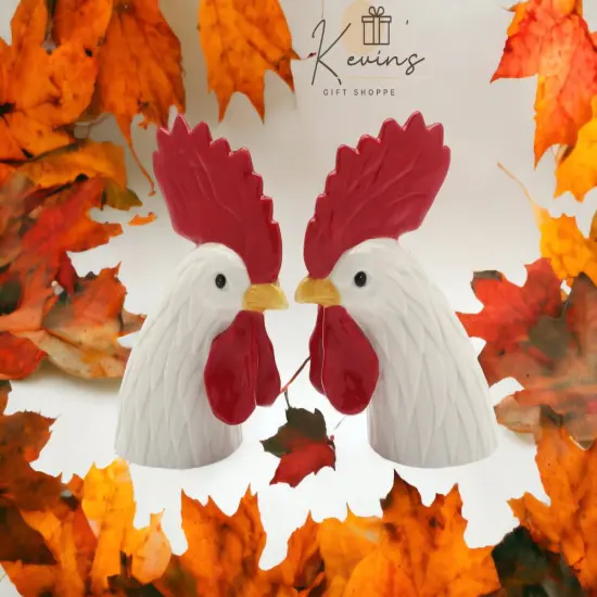 Ceramic Rooster Head Salt & Pepper Shakers, Home Décor, Gift for Her, Gift for Mom, Kitchen Décor, Farmhouse Décor, Fall Decor {1}
