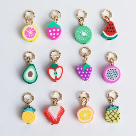 Fresh Picked Charm Set Polymer Fruit Slice Charms Set of 12 {1}