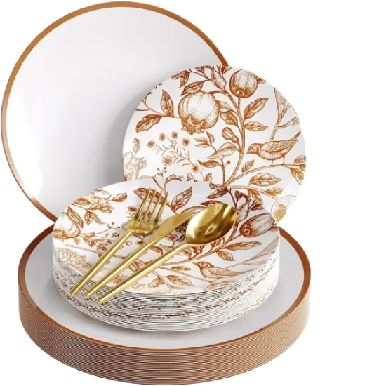 Plastic Dinnerware Set &ndash; 100 & 200PCS Options for 20 Guests, Includes Plates & Silverware for Wedding or Party {2}