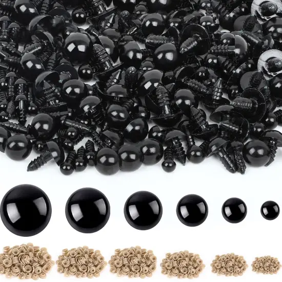 600 Pieces 6-16MM Safety Eyes with Washers Black {1}