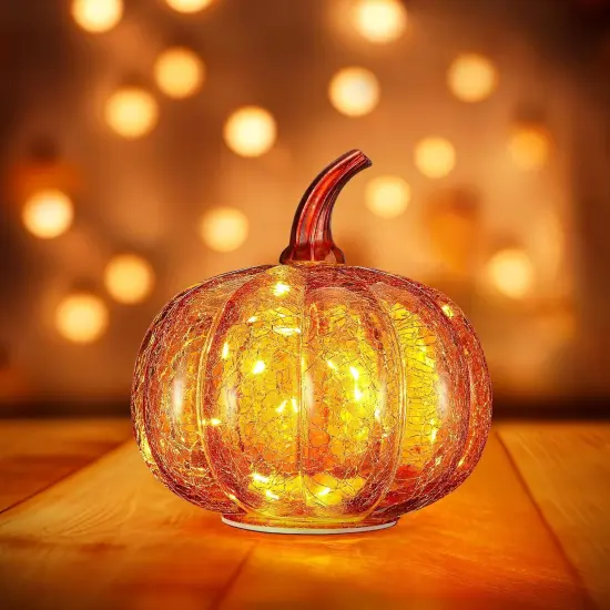 Glass Pumpkin Light LED Fall Lamp {4}