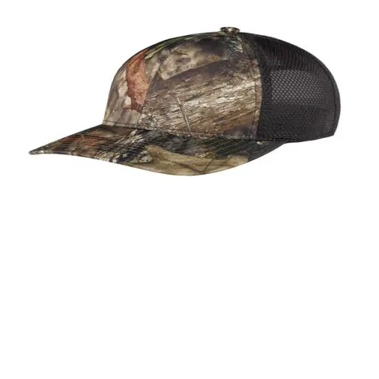 Port Authority&reg; Performance Camouflage Mesh Back Snapback Cap Structured Mid Profile Moisture Wicking Stretch Realtree/ Black {6}