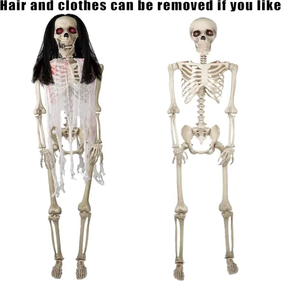 5.4 Ft Halloween Skeleton - Full Body Posable Joints {5}