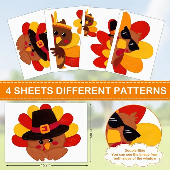 Thanksgiving Turkey Window Decal - 4 Sheets {4}
