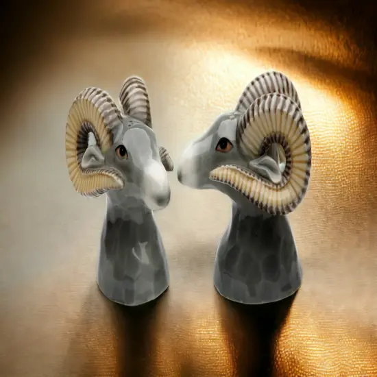 Hand Painted Ceramic Rams Salt & Pepper Shakers, Home Décor, Gift for Her, Gift for Mom, Kitchen Décor {2}