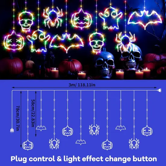 10 Pack Pumpkin Bat Spider Halloween Lights {2}