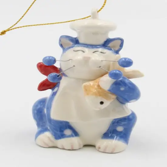 Ceramic Whisker Cat - Chef Ornament, Home D&eacute;cor, Gift for Her, Mom, Chef, Kitchen D&eacute;cor, Cat Lovers Gift, Pet Loss Gift {3}