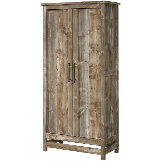 Farmhouse Storage Cabinet Wardrobe Armoire in Rustic Wood Finish {4}