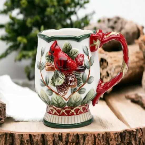 Ceramic Christmas Robin Bird Mugs (Set Of 4), Home Décor, Gift for Her, Gift for Mom, Kitchen Décor, Christmas Décor {1}