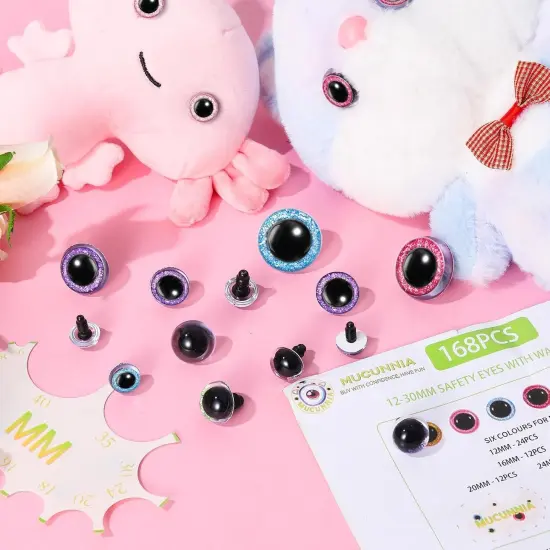 Upgraded Glitter Safety Eyes 168Pcs 12-30mm {3}