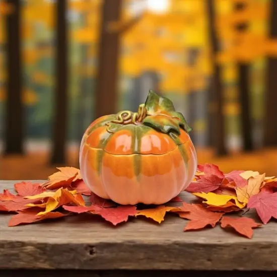 Ceramic Halloween Pumpkin Box, Mini Kitchen Container Jar, Home D&eacute;cor, Gift for Her, Gift for Mom, Fall D&eacute;cor, Thanksgiving D&eacute;cor {1}