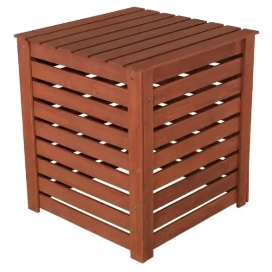 Brown Solid Wood 90 Gallon Outdoor Compost Bin with Removable Top and Hinged Side Panel {1}
