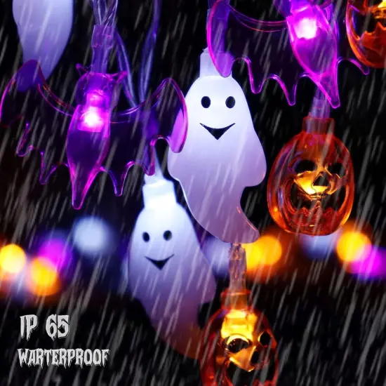 3D Halloween Ghost Bat Pumpkin String Lights with Timer {2}