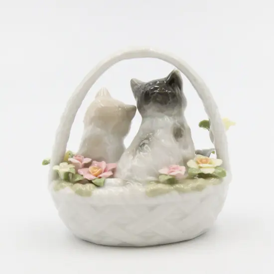 Ceramic Kittens In Basket Figurine, Home D&eacute;cor, Gift for Her, Gift for Mom, Kitchen D&eacute;cor, Cat Lovers Gift, Pet Loss Gift {3}