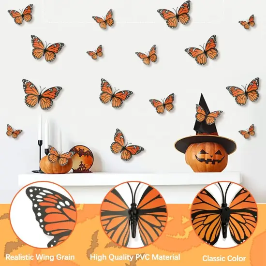 12 Pcs - Monarch Butterfly Decorations, 3D Monarch Butterfly Wall Decor {3}