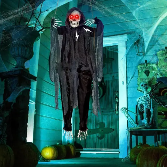 4.58 Ft Scary Halloween Decorations Outdoor, Sound & Slap Activated Hanging Swing {3}