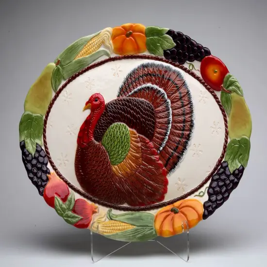 Ceramic Thanksgiving Turkey Platter, Home D&eacute;cor, Gift for Her, Gift for Mom, Kitchen D&eacute;cor, Fall D&eacute;cor, Thanksgiving D&eacute;cor {2}