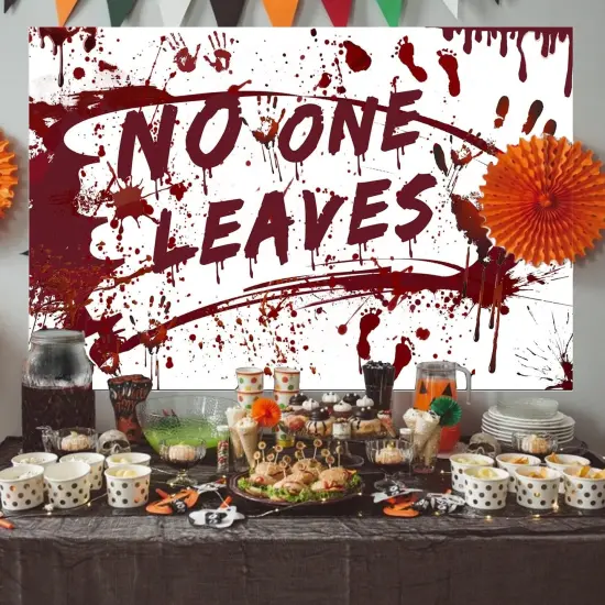 Halloween Decorations Set - Bloody Backdrop Banner and Footprint (No One Leaves Set) {4}