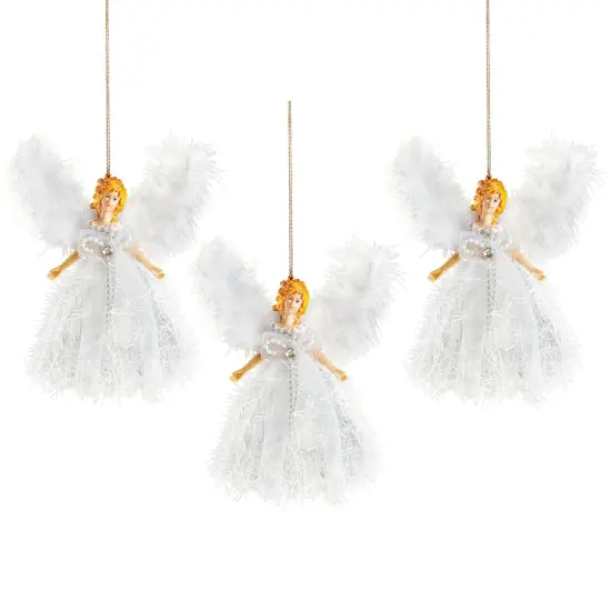 Collections Etc Glittery Angel Christmas Ornaments - Set of 3 {2}