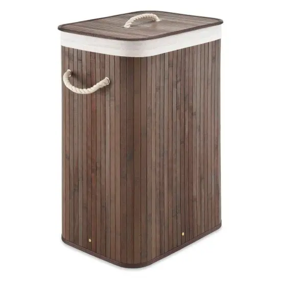 Brown Wicker Laundry Hamper with Removable Liner, Lid and Rope Handles {1}