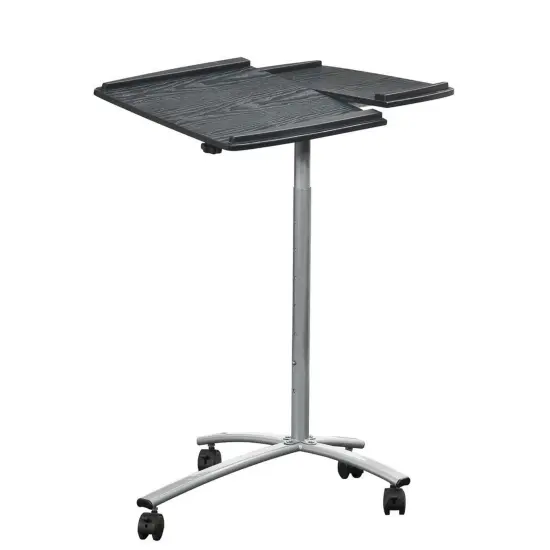 Black Adjustable Laptop Cart Desk with Graphite Top, Steel Frame and Side Panel {1}
