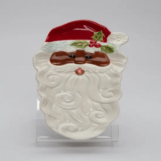 Ceramic African American Santa Dessert Tray, Home D&eacute;cor, Gift for Her, Gift for Mom, Kitchen D&eacute;cor, Christmas D&eacute;cor {2}