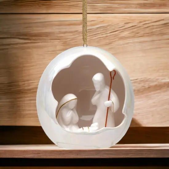 Ceramic Holy Family Globe Christmas Ornament, Home D&eacute;cor, Religious D&eacute;cor, Religious Gift, Church D&eacute;cor, Baptism Gift {1}