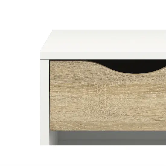 Modern Mid Century Style End Table Nightstand in White & Oak Finish {2}