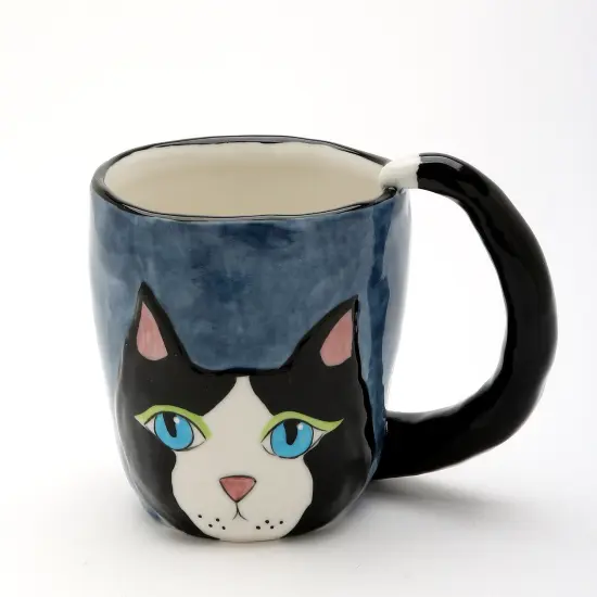 Ceramic Black Cat Mug, Home D&eacute;cor, Gift for Her, Gift for Mom, Kitchen D&eacute;cor, Cat Lovers Gift, Pet Loss Gift, Cafe Decor {3}