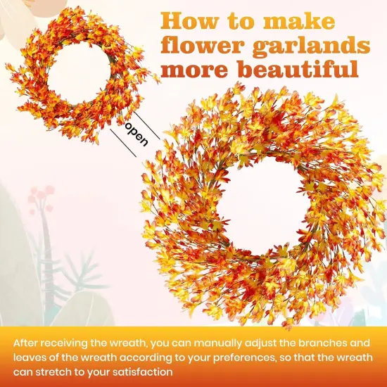 20 inch Artificial Forsythia Flower Wreath Spring Summer Fall Winter Wreath {5}