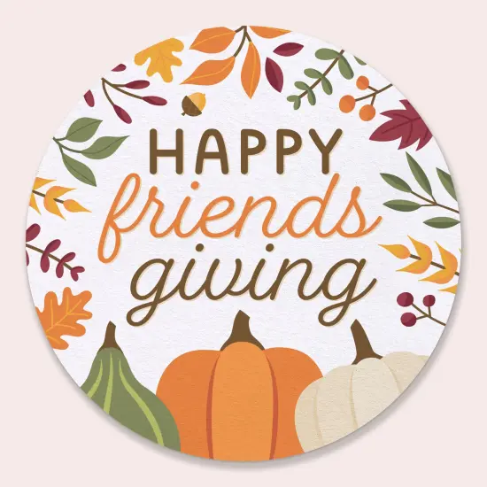 Big Dot of Happiness 25 Ct Fall Friends Thanksgiving Drink Coasters, 4-Inch Disposable Round Paper Coasters for Friendsgiving Party Decoration {1}