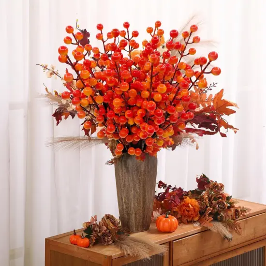 8 Pcs Artificial Fall Berry Stems - 16.5 Inch {1}