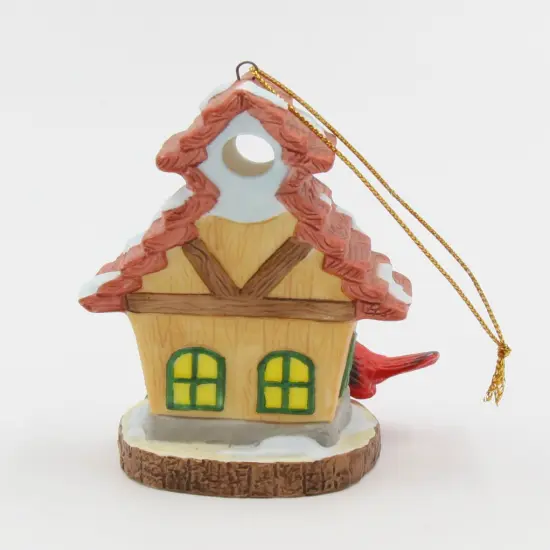 Ceramic Cardinal Bird with Birdhouse Light Cover Ornament, Home Décor, Gift for Her, Mom, Christmas tree Décor {3}