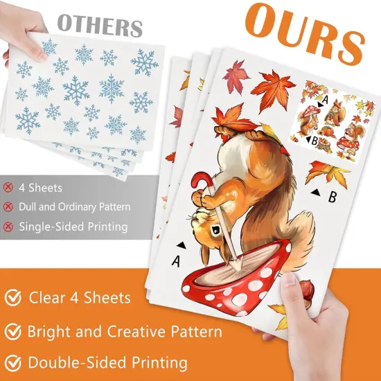Fall Squirrel Mushroom Window Clings 9 Sheets {3}