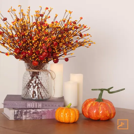 6 Pcs Artificial Fall Flowers Berry Stems {5}