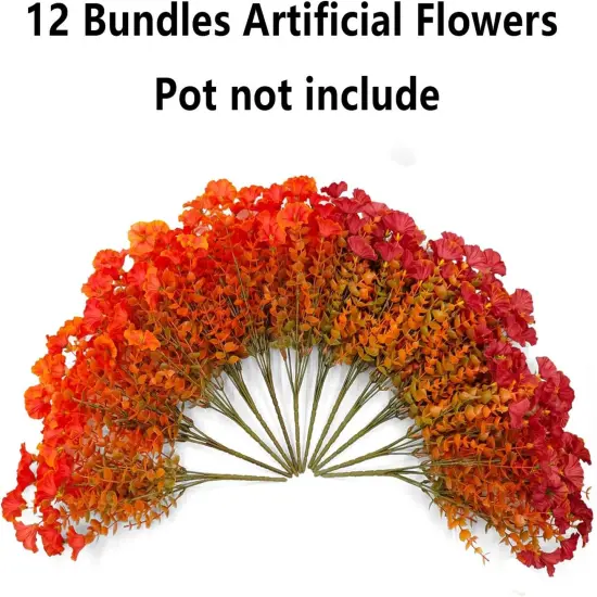 12 Bundles Artificial Fall Flowers (Fall Red & Orange) {2}