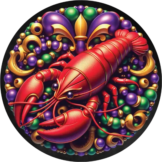 Mardi Gras Crawfish Fleur Round Sign {1}