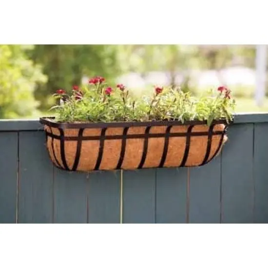 Black Steel Window Deck Planter with Coco Liner and Powder Coating {1}