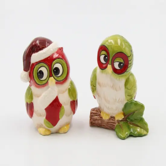 Ceramic Christmas Owl Salt & Pepper Shakers, Home D&eacute;cor, Gift for Her, Gift for Mom, Kitchen D&eacute;cor {3}