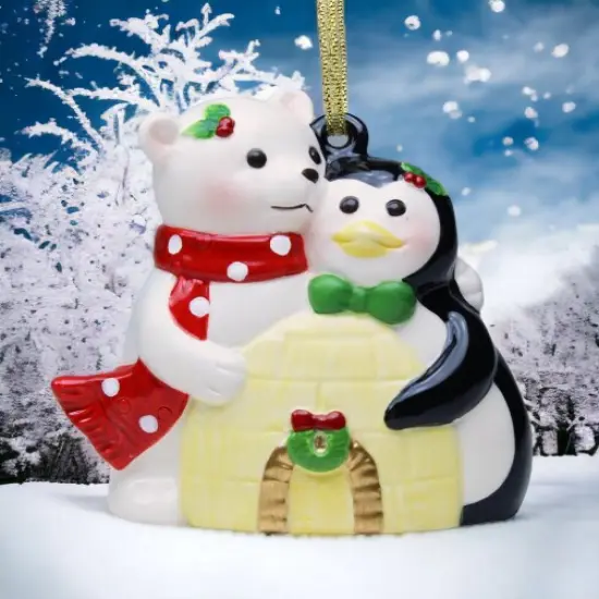 Ceramic Polar Bear And Penguin Ornament, Home D&eacute;cor, Gift for Her, Gift for Mom, Kitchen D&eacute;cor, Christmas D&eacute;cor {1}