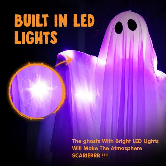 2 Pcs Halloween White Hanging Ghost - 47&rdquo; Halloween Hanging Light up Ghost Decoration {2}