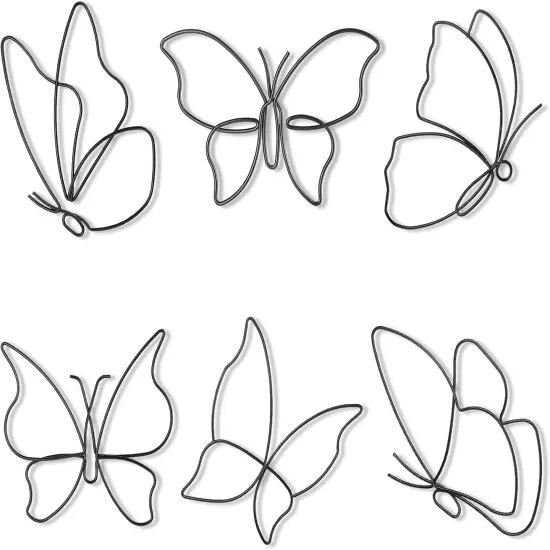 6 Pieces Metal Butterfly Wall Decor Decals - Black, Classic {2}