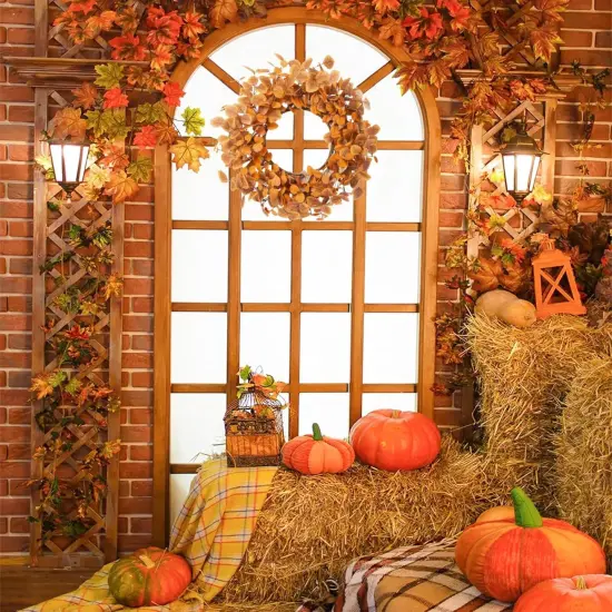 22 Inch Autumn Fall Wreath with Eucalyptus Leaves {4}