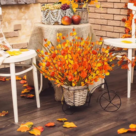 6 Pcs 17.3&rdquo; Fall Floral Stems with Pumpkins {4}