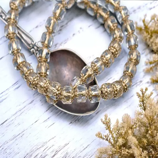 8mm Gold Washed Clear Fire Polished Cathedral Beads (16" Strand) {4}