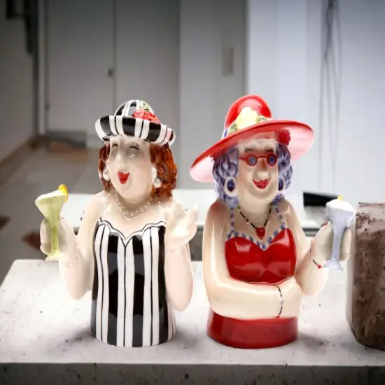 Ceramic Sophisticated Ladies at Happy Hour Salt and Pepper Shakers, Home Décor, Gift for Her, Gift for Mom, Kitchen Décor, Gift for Friend {2}