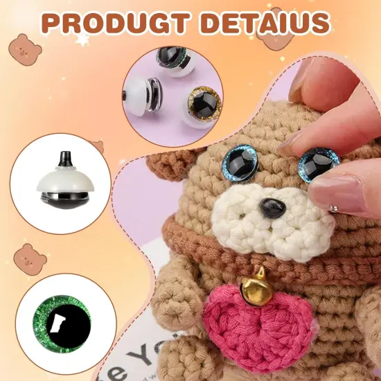 160 Pcs Glitter Safety Eyes 18mm 3D Eyes for Crochet (8 Colors) {3}