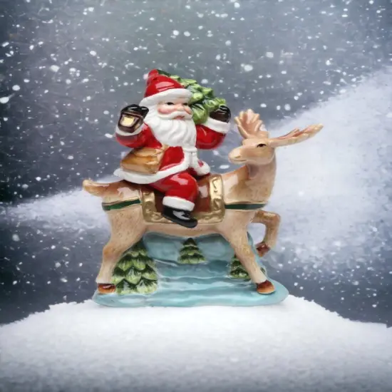 Ceramic Christmas Santa Claus Riding Reindeer Salt & Pepper Shakers, Home Décor, Gift for Her, Gift for Mom, Kitchen Décor, Christmas Décor {2}